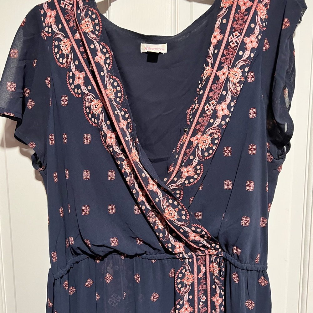 Navy and Pink Floor-length dress